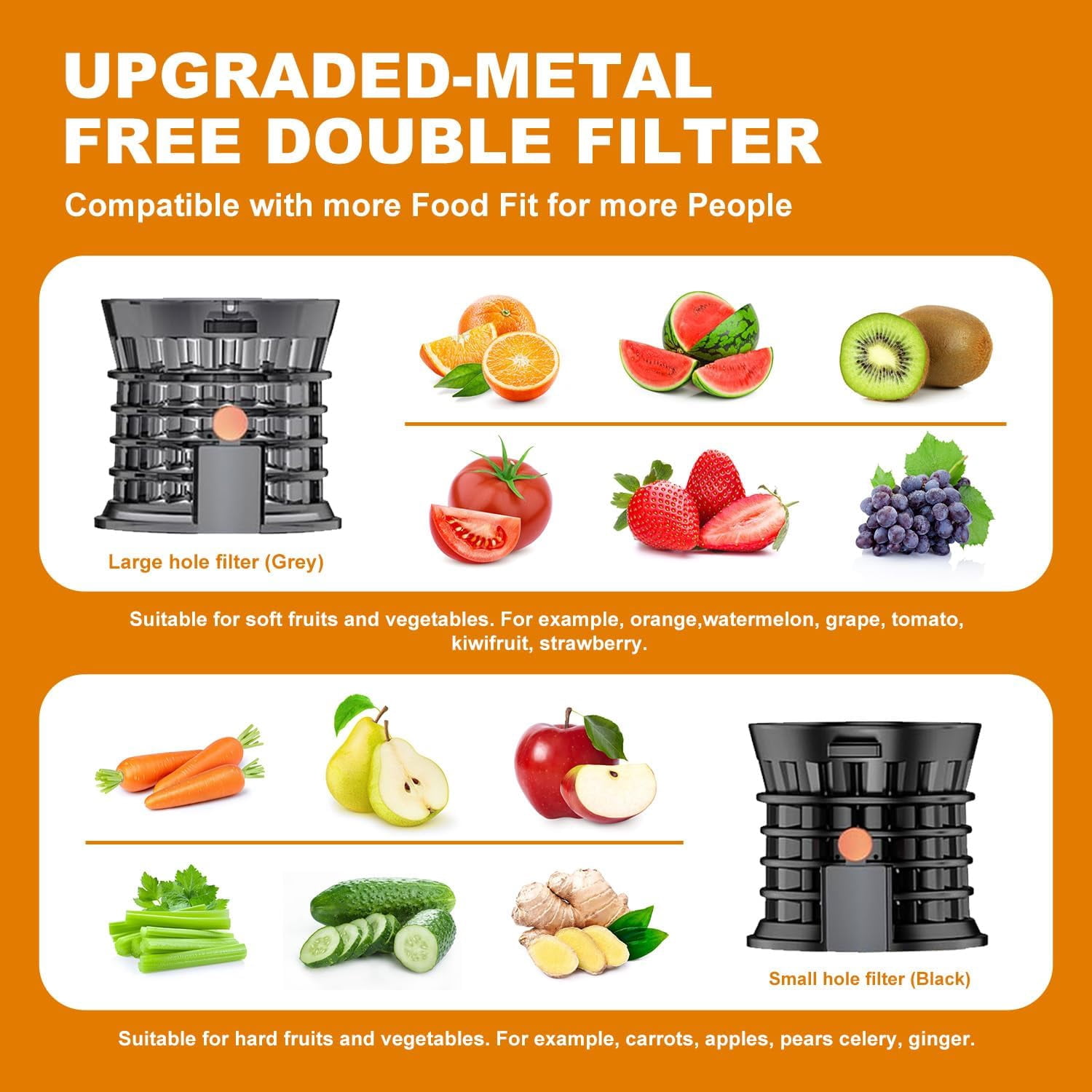 Cold Press Juicer with 4.2 Inch Feed Chute, 250W Masticating Slow  Extractor for Whole Fruit and Vegetable,  Easy Clean