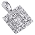 thumbnail image 3 of 14K White Gold Round & Baguette Diamond Mystery Set Square Halo Pendant 0.20 Ct., 3 of 6