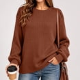 thumbnail image 4 of Yeaiivve Womens Long Sleeve Ribbed Knit Blouse Crew Neck Button Shoulder Pullover Sweaters Dressy Business Work Knitted Shirts 2026 Fall Fashion Clothes M Orange, 4 of 8