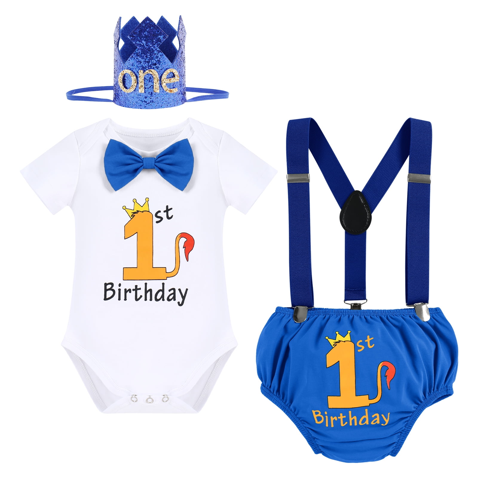 Toddler Baby Boys First Birthday Bow Tie Romper Bodysuit  Shorts Pants Outfits 