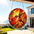 thumbnail image 5 of Stained Glass Style Suncatcher Window Hanging 8 Inch Round Acrylic Puzzle Hummingbird Bird Beach Decor Handmade 2D Art Ornament Home Decor 1 Pack, 5 of 7