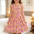 thumbnail image 2 of Byoo Toddler Girls Banana Print Dress Sleeveless A Line Summer Casual Puffy Dress,Pink, 2 of 2