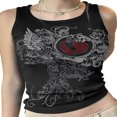 thumbnail image 1 of Womens Sleeveless Crop Top Summer Printed  Neck Tank Tops Holiday Base Shirt, 1 of 6