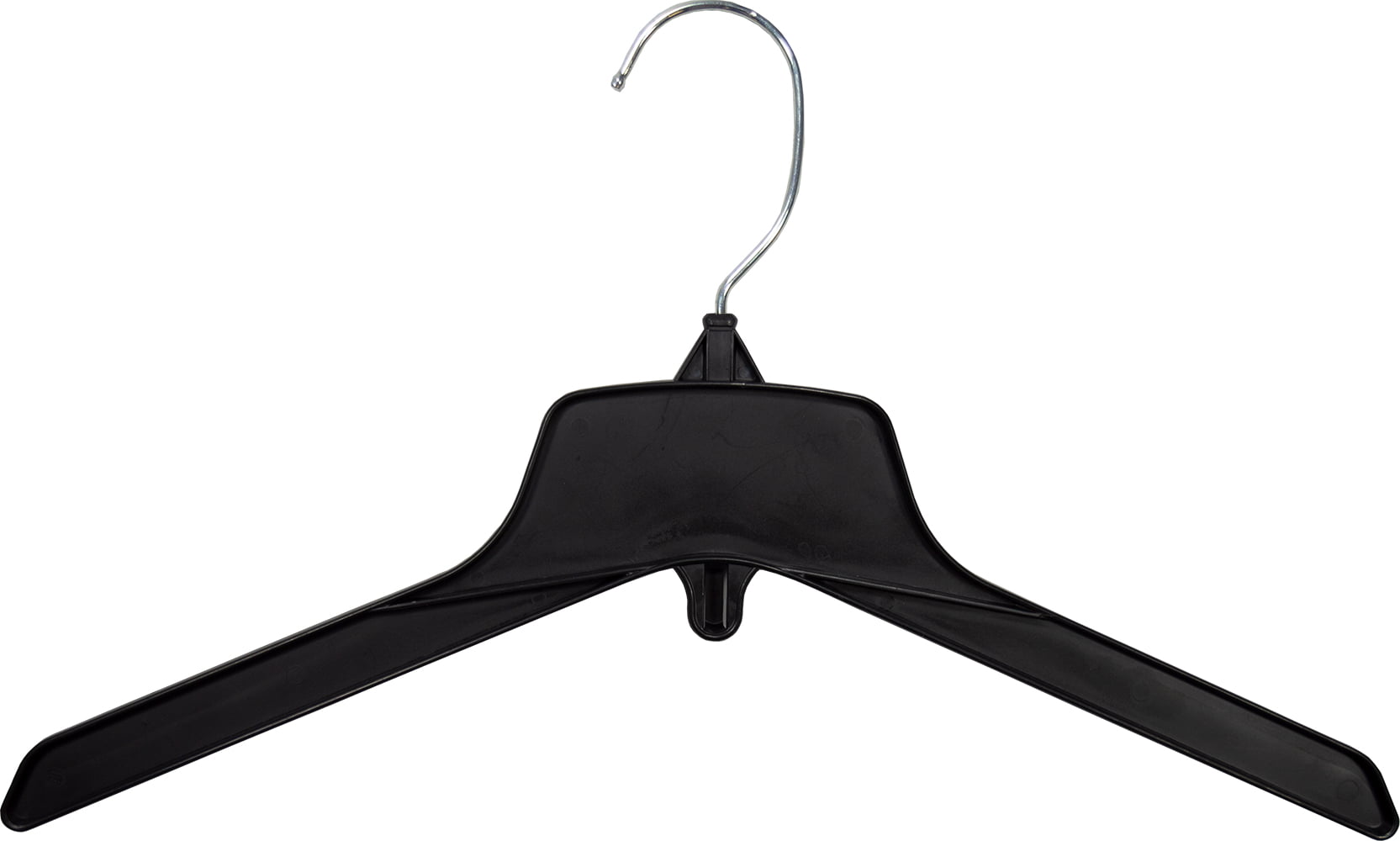Recycled Stackable Black Plastic Coat Hanger, (Box of 100) 15 Inch Heavy  Duty Cascading Top Hangers with Chrome Swivel Hook