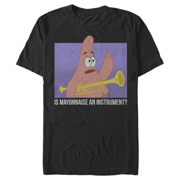 Men's SpongeBob SquarePants Patrick Mayonnaise Instrument Quote  Graphic Tee Black Large Tall