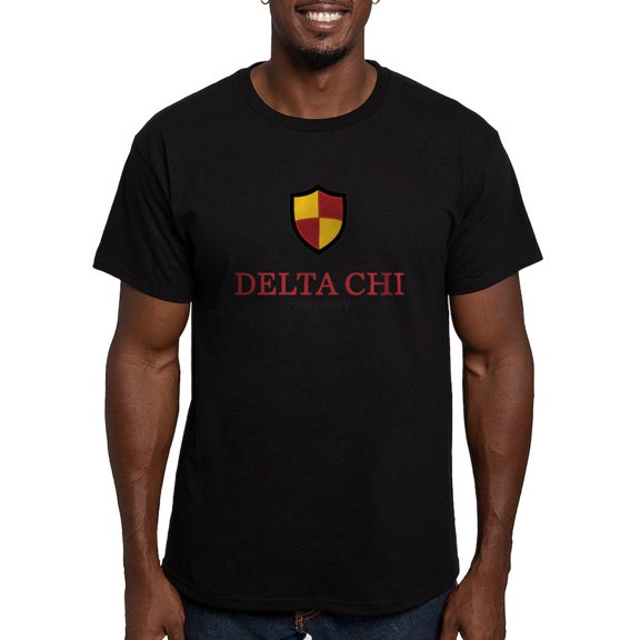 CafePress - Delta Chi Vertical Color Logo T Shirt - Men's Fitted T-Shirt