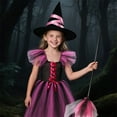 thumbnail image 3 of Alaiyaky Witch Costume Kids Girl Witches Dress Princess Outfit Scary Witch Hat Hat Brooms Party Cosplay Carnival Fancy Dress, 3 of 8