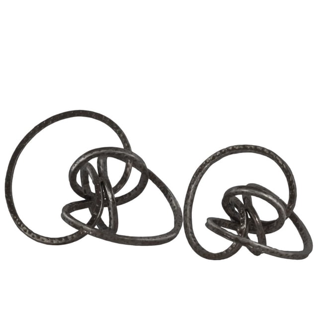 Sculpture Abstraite en Métal sur Table, Gris Bronze, Lot de 2