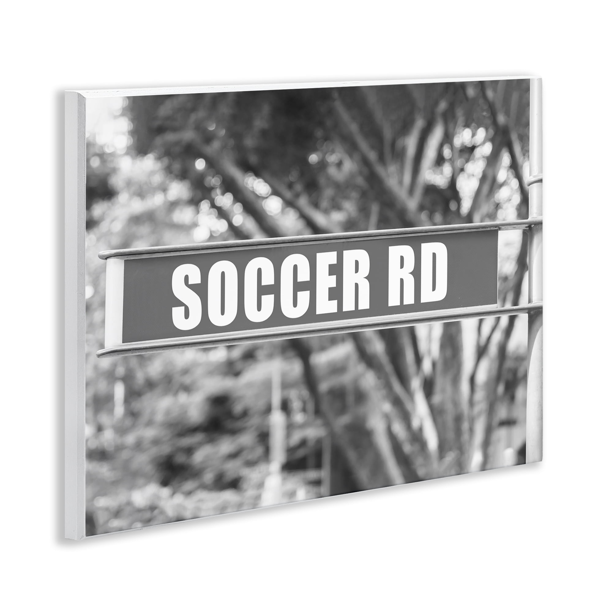 Stupell Industries Soccer Road Sign Sports Photography Unframed Art Print Wall Art, 14 x 11
