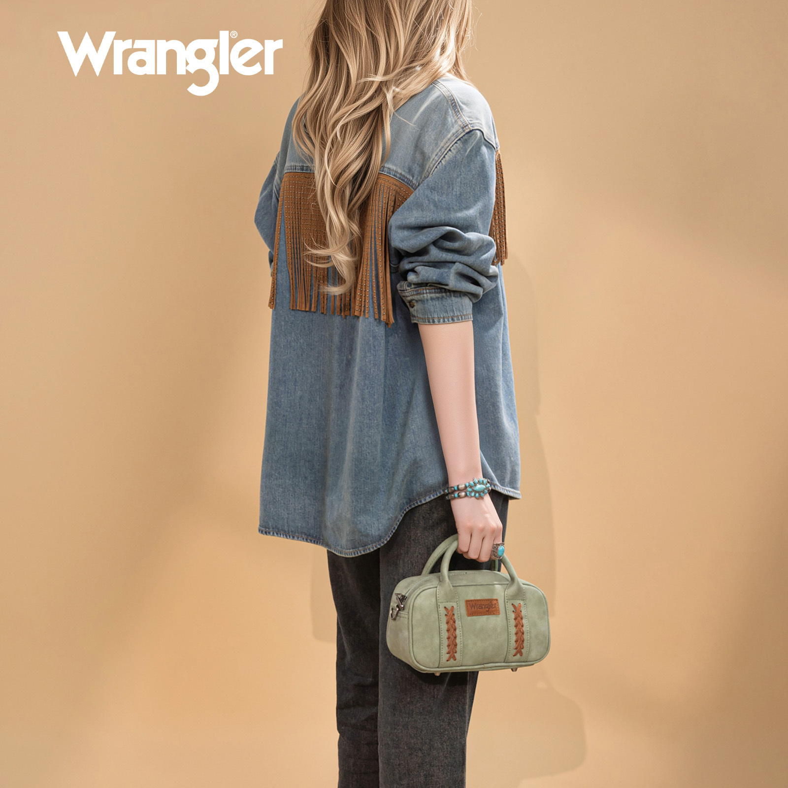 Wrangler Barrel Bag Retro Top Handle Bags with Crossbody Strap Boston Satchel Purse and Handbag Women, Green