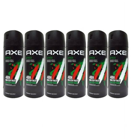 6 Pack Axe Africa Mens Deodorant Body Spray, 150ml