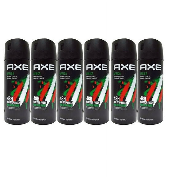 6 Pack Axe Africa Mens Deodorant Body Spray, 150ml