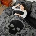 thumbnail image 5 of Manfei Adult Damask Skull Twin Bedding Sets 7-Piece, Hippie Gothic Skeleton Bedding Comforter Set, Tribal Mandala Theme Reversible Sheet Sets, Breathable Home Decor, 5 of 8