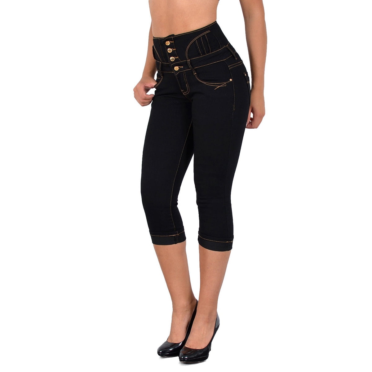 Women's High Waist 3/4 Jeans Pants Walmart.com