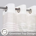thumbnail image 2 of Yiwa Sheer Curtains, Room Decorative Splicing Stripe Voile Grommet Sheer Curtain Panels Yarn Dyed Boucle Linen Textured Semi Sheer Window Drapes for Bedroom, 52" W x 63" L,Pink/Taupe, 2 Panels, 2 of 7
