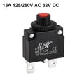 thumbnail image 3 of Interruptores automáticos térmicos 15A 125/250V CA 32V CC Interruptor de reinicio manual por botón Protectores de sobrecarga 2 Pcs, 3 of 4