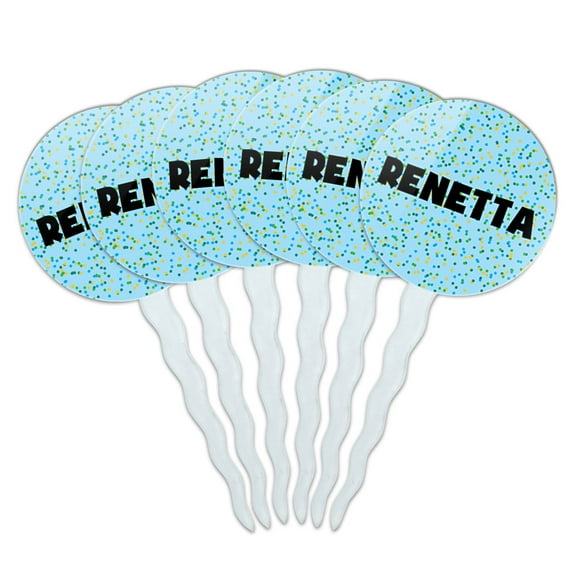 Renetta Cupcake Picks Toppers - Set of 6 - Blue Speckles