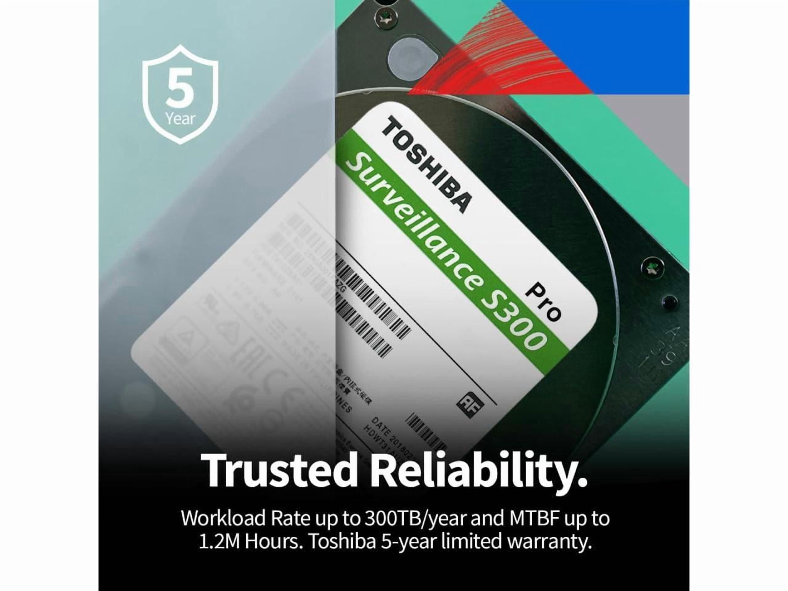 Toshiba S300 Pro HDWTA80UZSVAR 8 TB Hard Drive - 3.5" Internal - SATA (SATA/600) - Conventional Magnetic Recording (CMR) Method - Camera, Video Surveillance System, Network Video Recorder, Digita