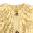 thumbnail image 3 of Women Knit Vest V‑neck Button Front Sleeveless Cropped Cardigan Hollow Knit Waistcoat Casual Fall Winter Layering Tops with Patch Pockets Yellow L, 3 of 5