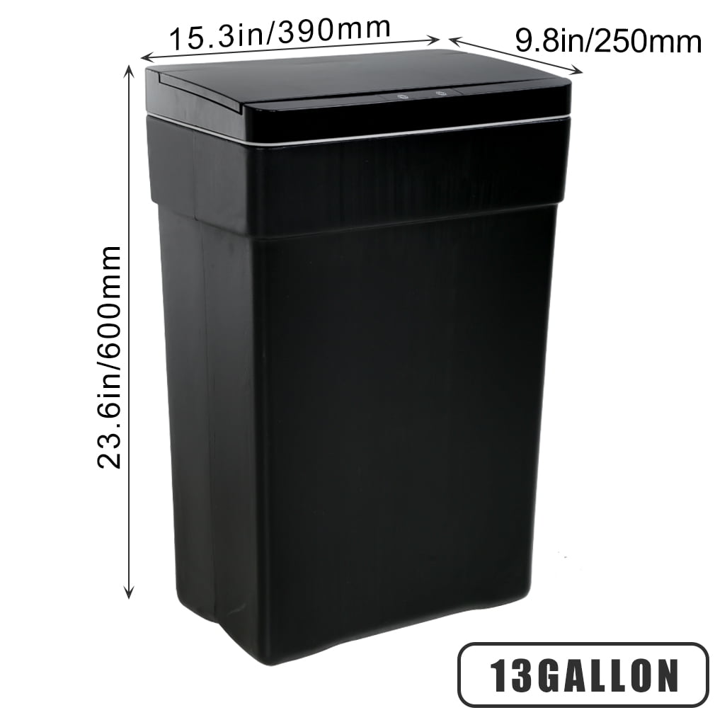 13 Gallon Automatic Trash Can High Capacity Plastic Garbage Can Trash Bin with Lid for Kitchen Living Room Office Bathroom, 50L Motion Sensor Automatic Trash Can, Black