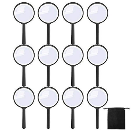 Elcoho 12 Pack Handheld Magnifier Plastic Magnifying Glass For
