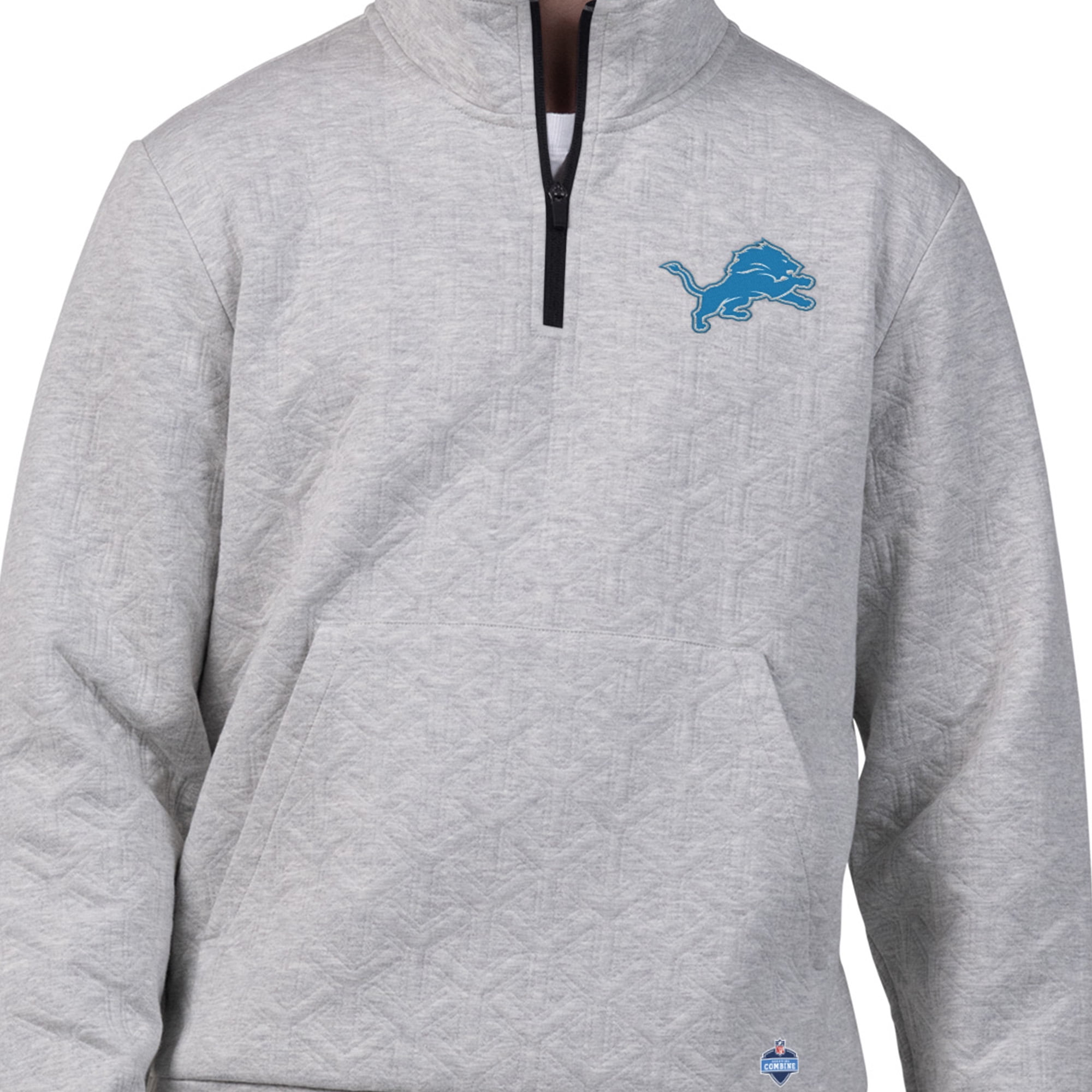 Detroit Lions Men's NFL Combine Textured 1/4 Zip Pullover Longsleeve Fleece