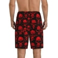thumbnail image 2 of JUNZAN Red Skulls Pattern Sleep Pajama Shorts for Men,Men's Pajama Bottoms,Sleepwear,Pj Shorts, 2 of 7