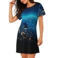 thumbnail image 4 of Ratiio Planet Earth Print Women's Short-sleeved Nightdress - Casual A-line Sleeveless Sleepwear Dress for Summer, Comfortable and Breathable, 4 of 7