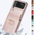 thumbnail image 1 of For Samsung Galxy Z Flip4 5G Phone Case，Shockproof Luxury Stylish Leather Finger Ring Folding Anti-drop Case Cover, 1 of 5