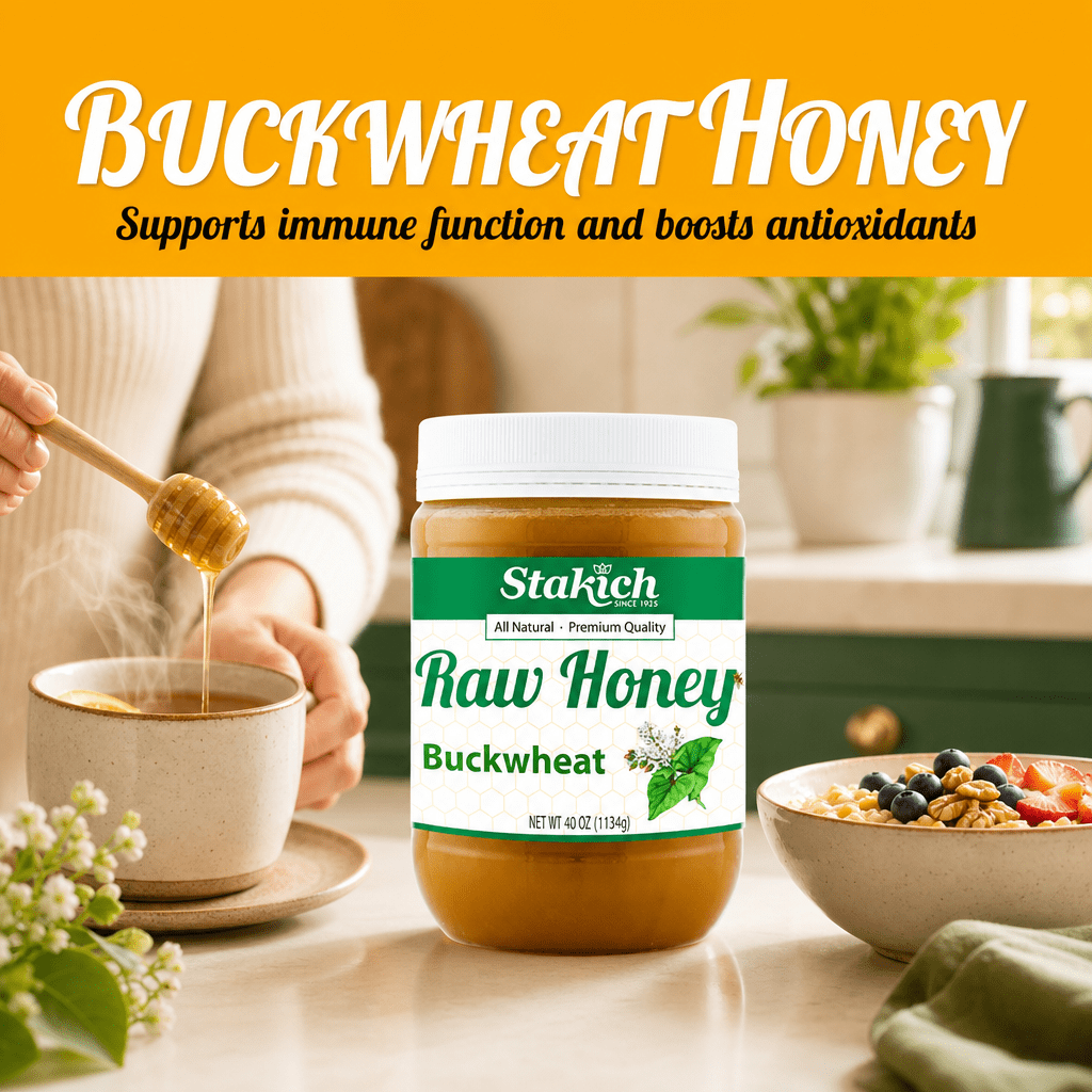 Stakich Buckwheat Raw Honey - Antioxidant - 40 oz