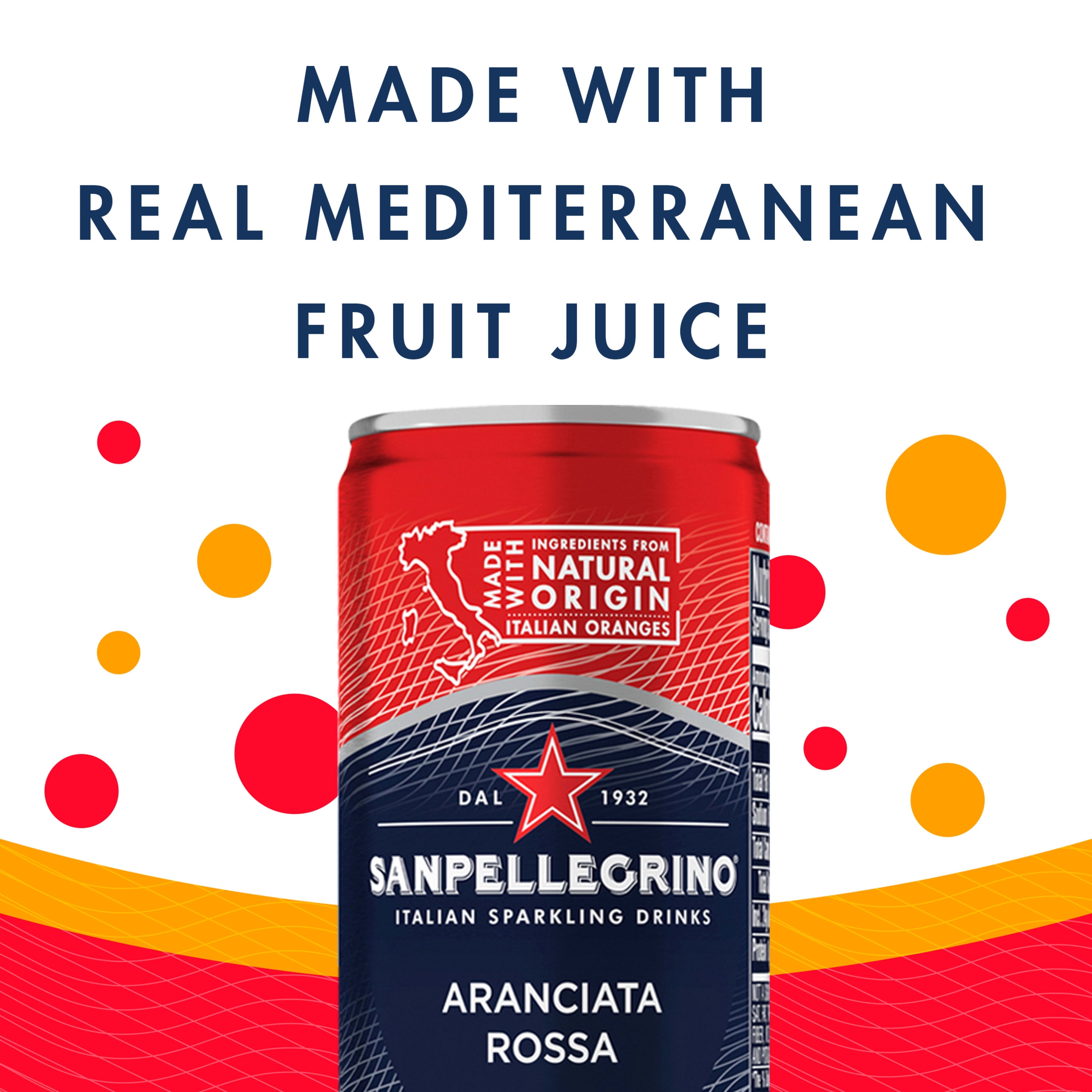 Sanpellegrino Italian Sparkling Drink Aranciata Rossa, Sparkling Orange and Blood Orange Beverage, 6 Pack of Cans 66.9 fl oz