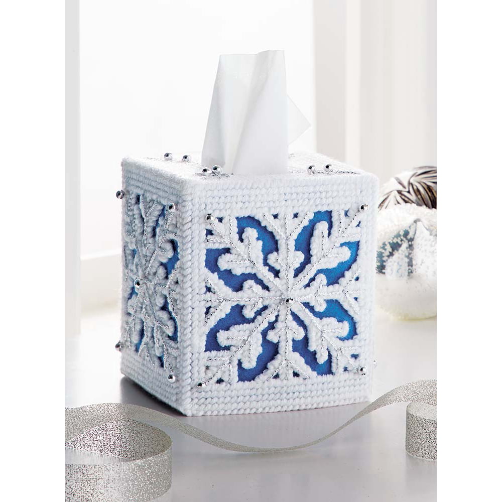 Mary Maxim Snowy Winter Plastic Canvas Tissue box Cover