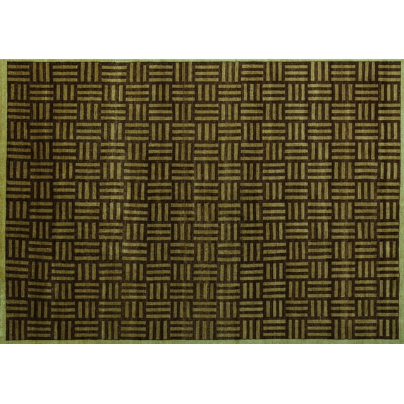 Ahgly Company Machine Washable Indoor Rectangle Abstract Turquoise Blue Modern Area Rugs, 7' x 10'