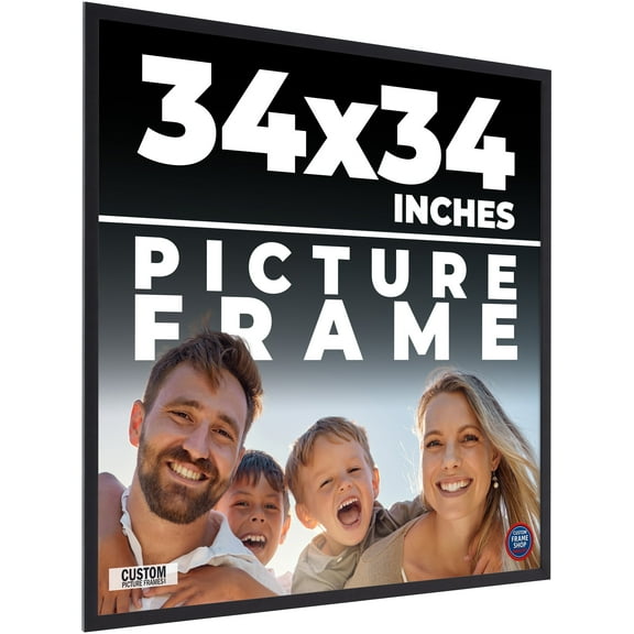 34x34 Frame Black Picture Frame - Modern Photo Frame Includes UV Acrylic Shatter Guard Front, Acid