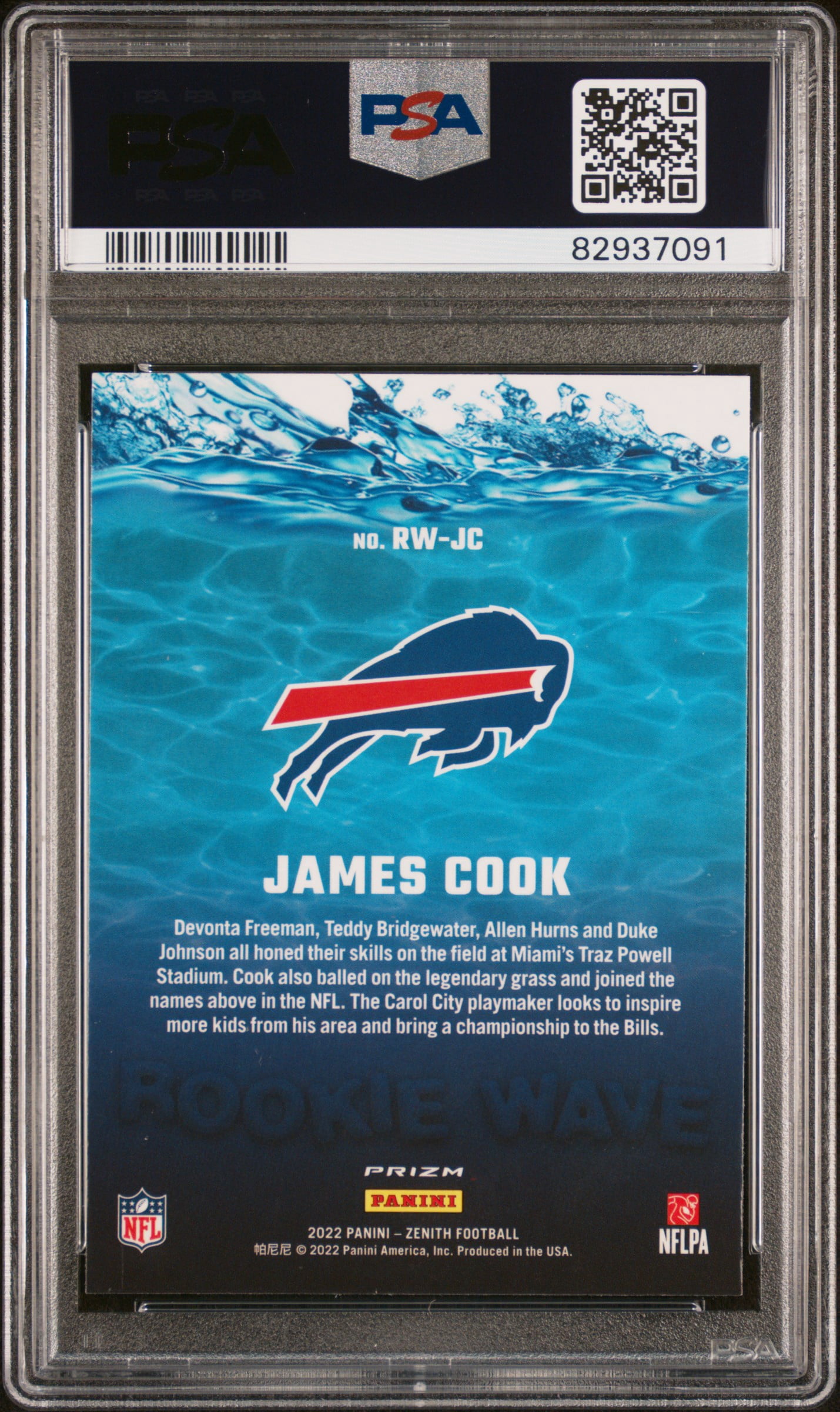James Cook 2022 Zenith Rookie Wave Blue Football Rookie Card #RWJC Graded PSA 10 Cert #82937091