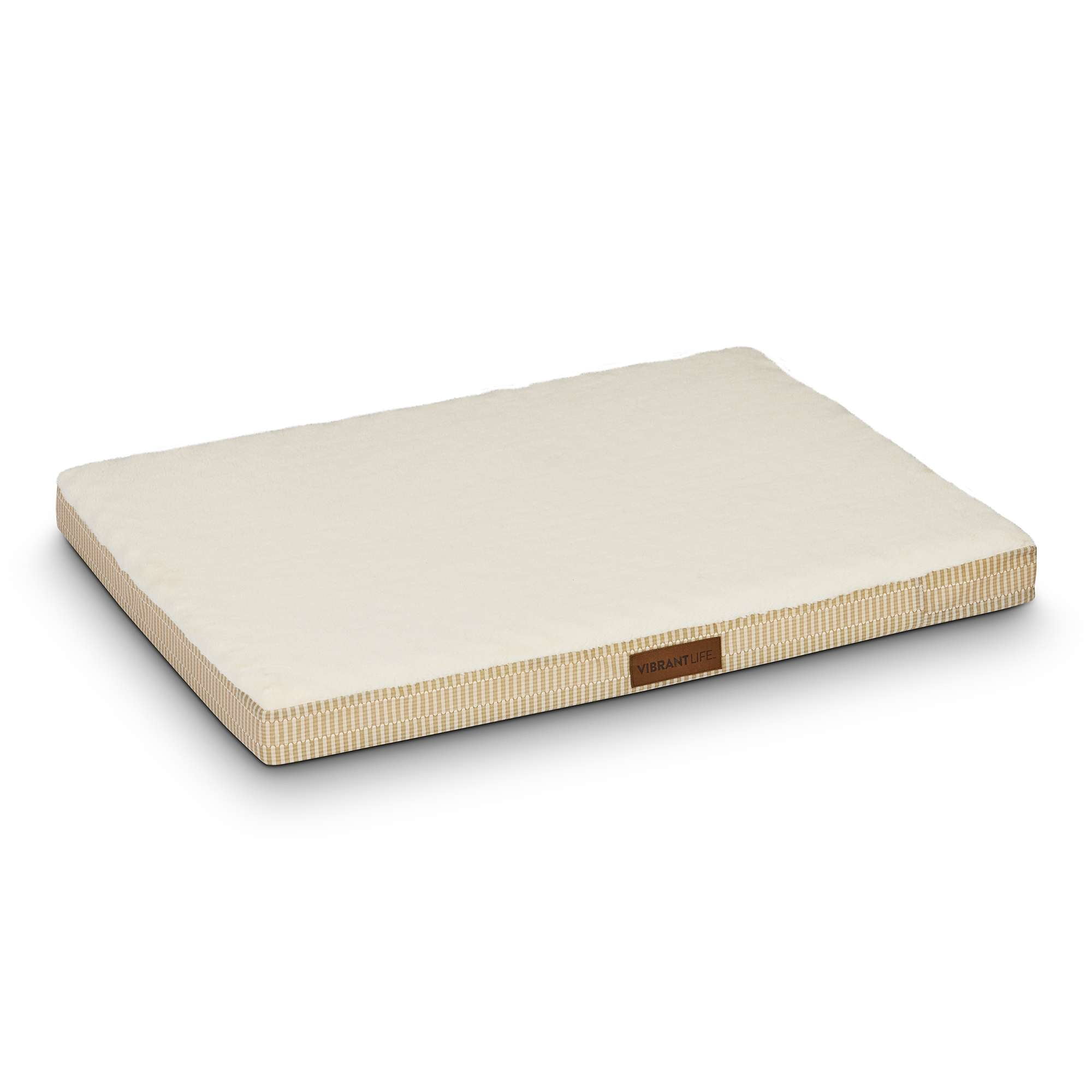 Vibrant Life Large Orthopedic Foam Dog Bed for Large Breeds, Large, 35" x 25", Tan