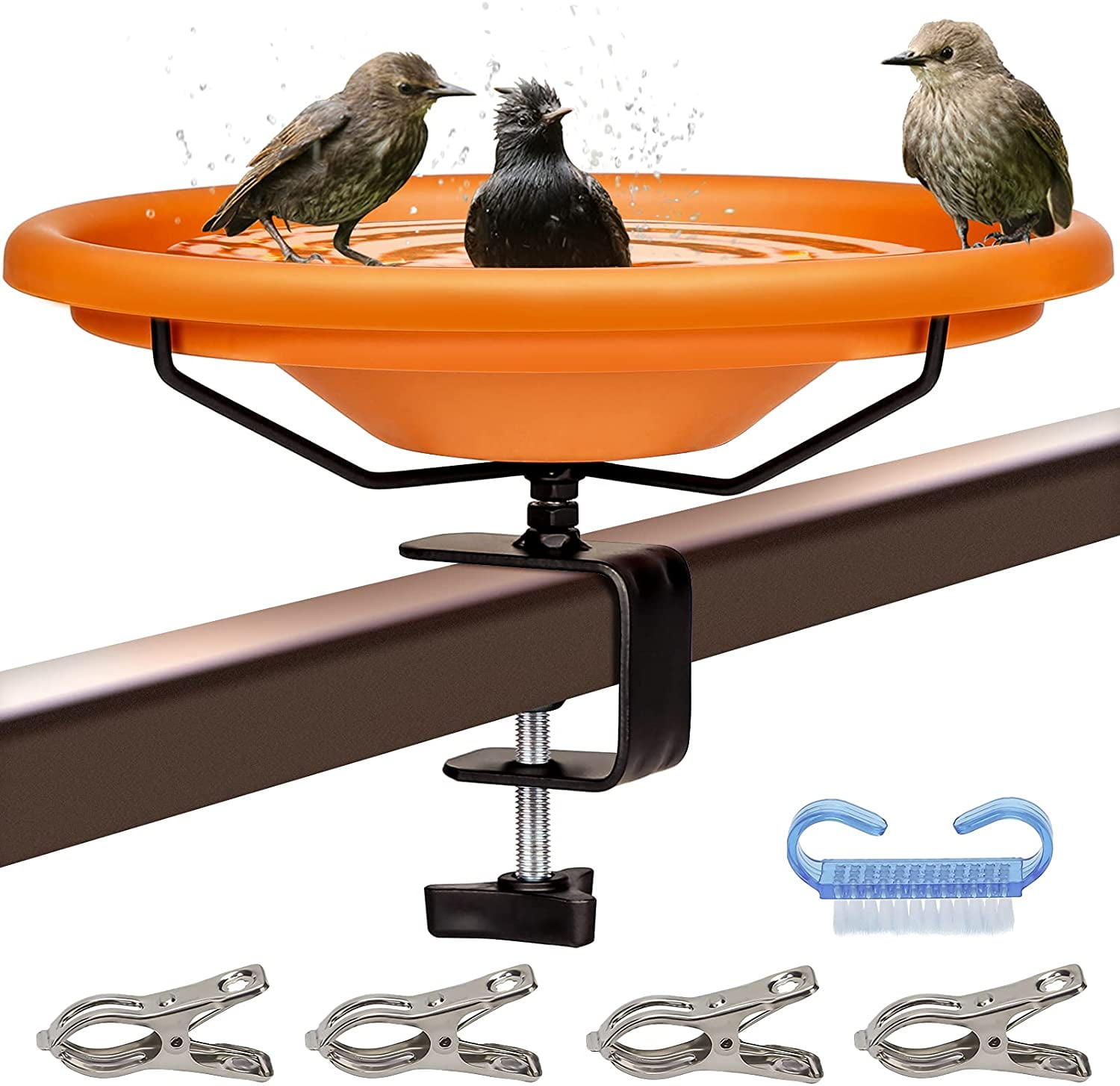 JOYWEIFabulas Deck Bird Bath, Birdbath with Detachable Unheated Bowl Spa and Adjustable Metal