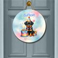 thumbnail image 2 of Happy Birthday Cute Puppy Rottweiler with Cake Gifts Party Hat Round Wood Sign Rottie Dog Lover Gifts Idea Hanging Wall Home Decor - 00029, 2 of 5