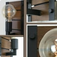 thumbnail image 5 of Kira Home Logan 10" Modern Farmhouse Wall Fixture / Wall Sconce, Walnut Style Wood + Textured Black Finish, 2-Pack, 5 of 7