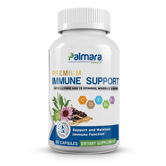 16-in-1 Immune Support - L-lysine Dietary Supplement - 60 Vegan Capsules - Palmara Health