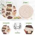 thumbnail image 4 of Yayeee 6 PCS Drink Coasters with Holder Set Woven Absorbent Round Tabletop Hot Pad, White Cakes Pattern, 4 of 7