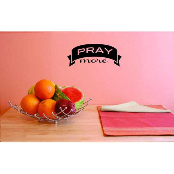 Pray More Holy Bible Christian Worship Decorating Ideas Holy Writ Scriptures Word of God Testament Prayer Blessings Girl Boy Bedroom Wall Decal Sticker - Size: 13 Inch x 29 Inch