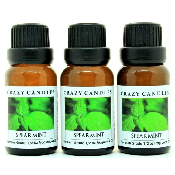 Crazy Candles Spearmint 3 Bottles 1/2 Fl Oz Each (15ml) Premium Grade Scented Fragrance Oil Made in USA