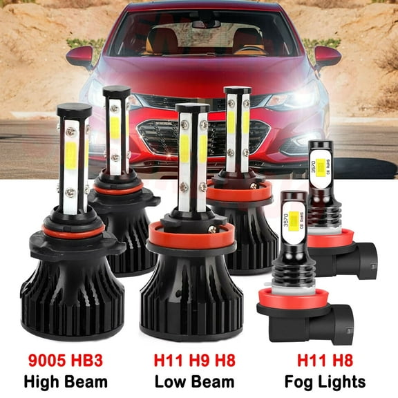 H11 9005 High&Low Beam for Chevrolet Cruze 2016 2017 2018 2019 LED Headlights Fog Lights 6pcs