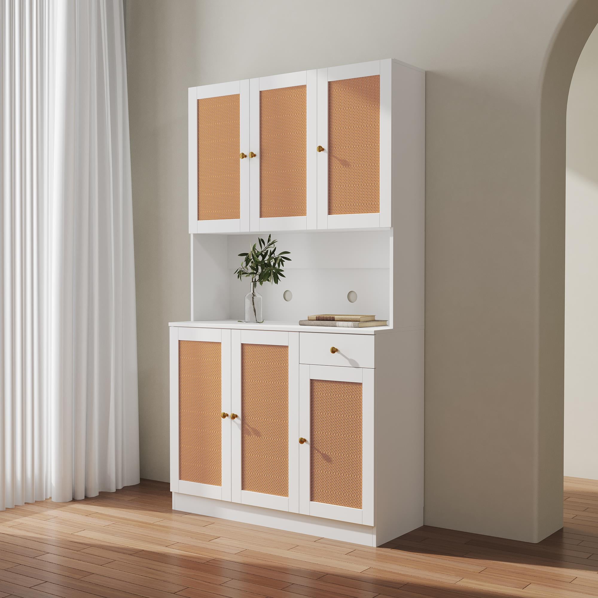 UBesGoo 71" H Tall Pantry Kitchen Cupboard Storage Cabinet with 6 Doors ...