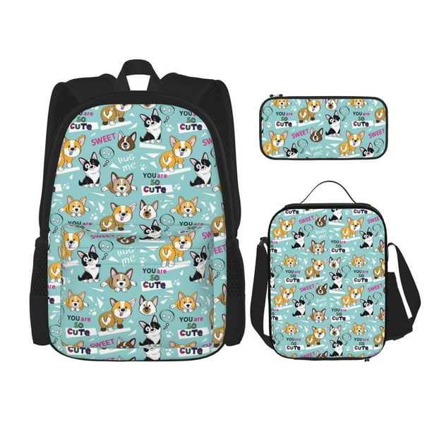 Balery Dogs Mochila escolar 3 en 1 para niños: mochila resistente con lonchera térmica y estuche para lápices. Mochila escolar para niños y niñas.
