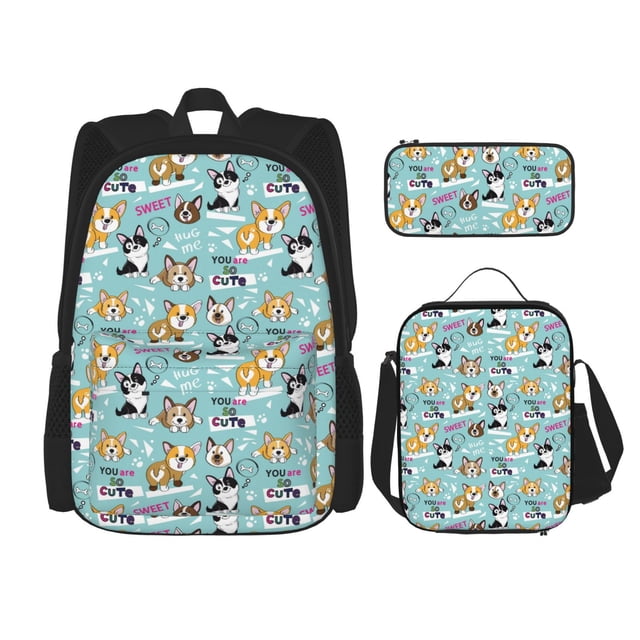 Balery Dogs Mochila escolar 3 en 1 para niños: mochila resistente con lonchera térmica y estuche para lápices. Mochila escolar para niños y niñas.