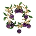 thumbnail image 2 of Eosunjian Brooch Cranberry Wreath Leaf Fruit Decor Anti-oxidation Anti-rust Exquisite Wear-resistant Coat Collar Decoration Formal Occasion Clothes Jewelry Purple, 2 of 13