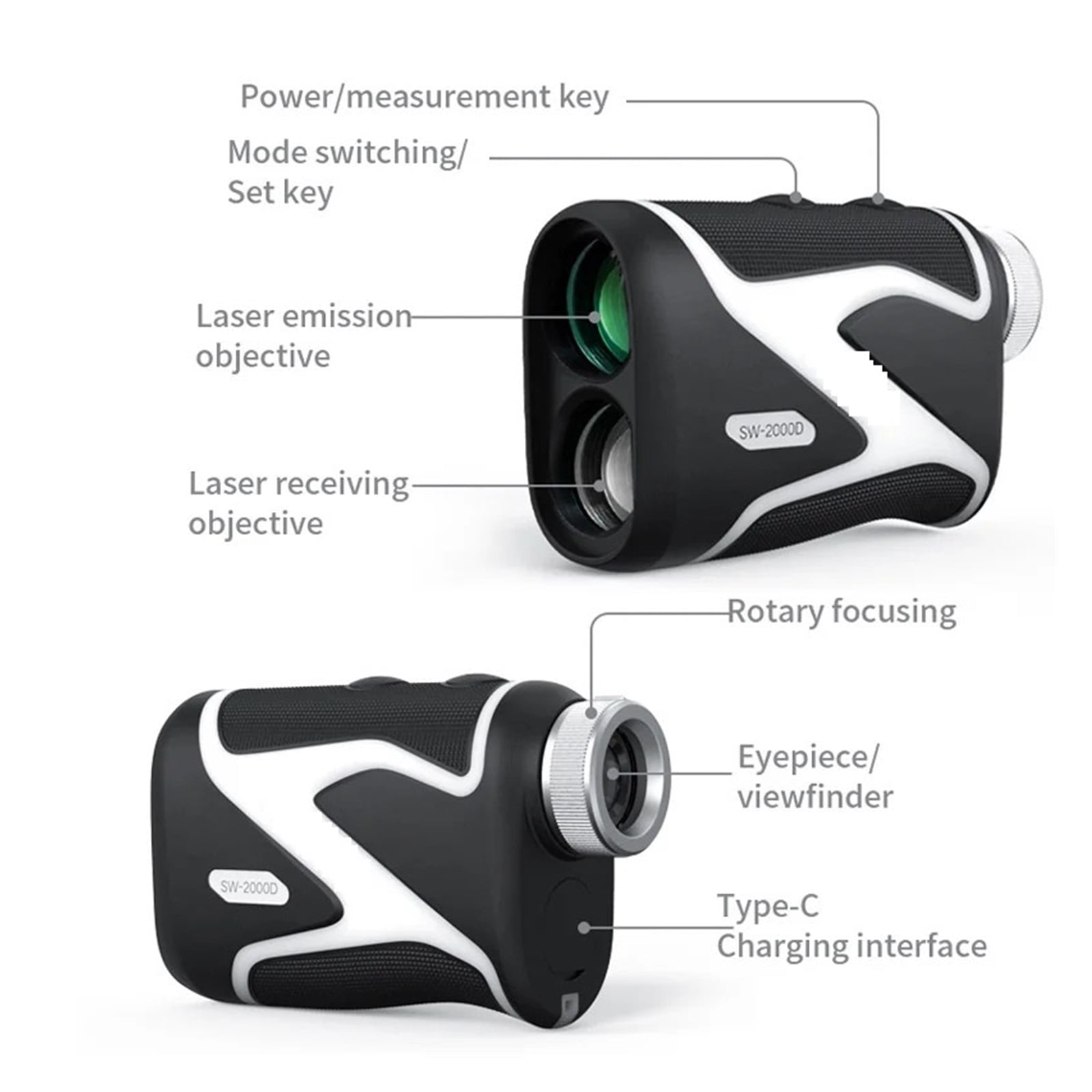 Range Telescope 1000M 1500M 2000M Rangefinder For Golf Outdoor Construction Scope Camera ,High Accuracy Position