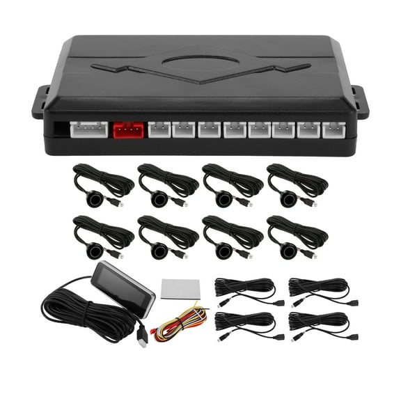 Unique Bargains Auto Vehicle Reverse Backup Radar System Reverse Parking Sensors Sound Warning Alarm Buzzer Reminder Distance Detection Black 8 Parking Sensors